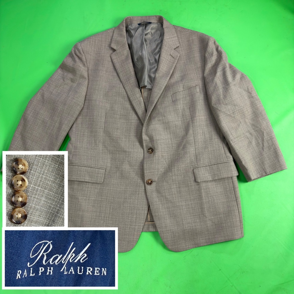 Ralph Lauren 100% Wool Blazer Mens 50R Tan Stretch Sport Coat Dillards Jacket